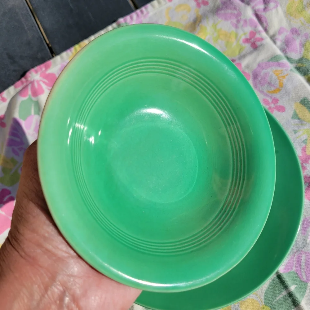 Vintage Homer Laughlin Harlequin ~ Green Plate and Bowl ~ Pretty!